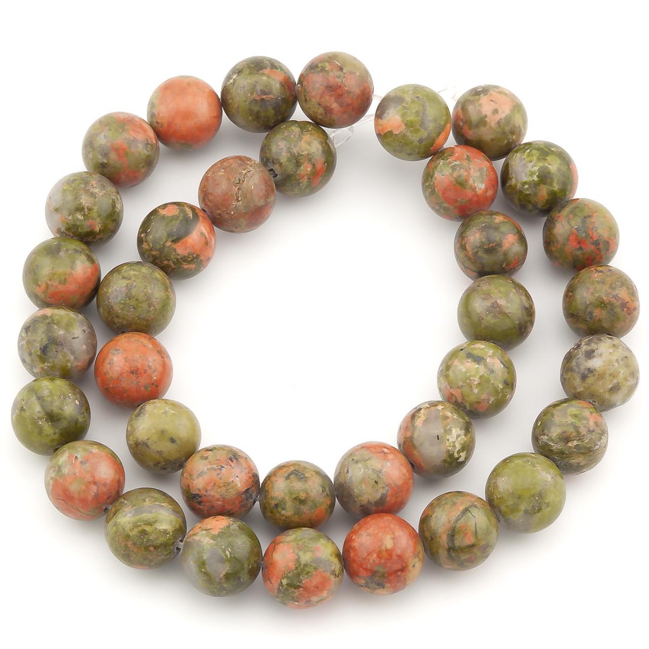 Бусины Яшма унакит из натурального камня 8 мм 37 см 1 шт. (НК0812ш35)