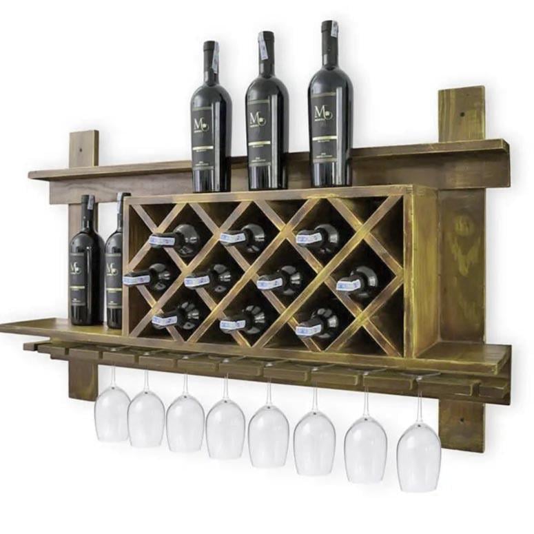 Полка для вина настенная из дерева Иликава Мускат (ПНК-020707)