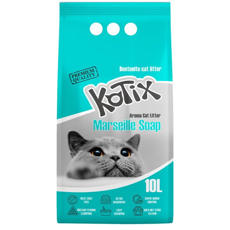 Наполнитель бентонитовый для туалета кошек Kotix Marseille Soap с ароматом марсельского мыла 10 л (3126742563)