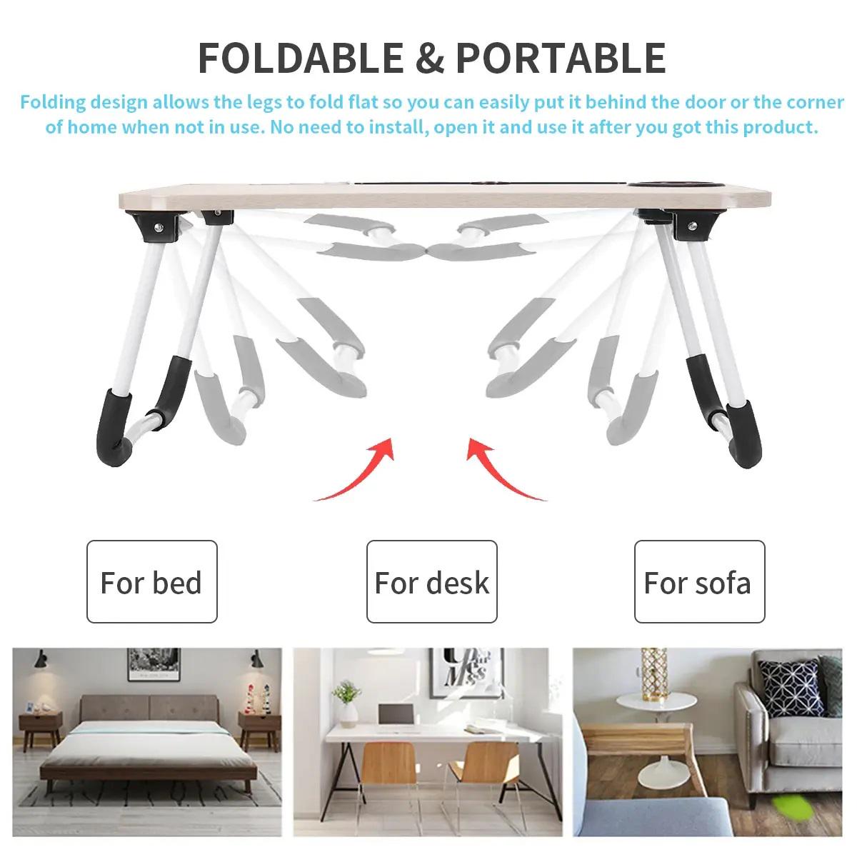 Підставка для ноутбука портативна з USB заряджанням ліхтариком та вентилятором Бежевий (43b5a9c4) - фото 7