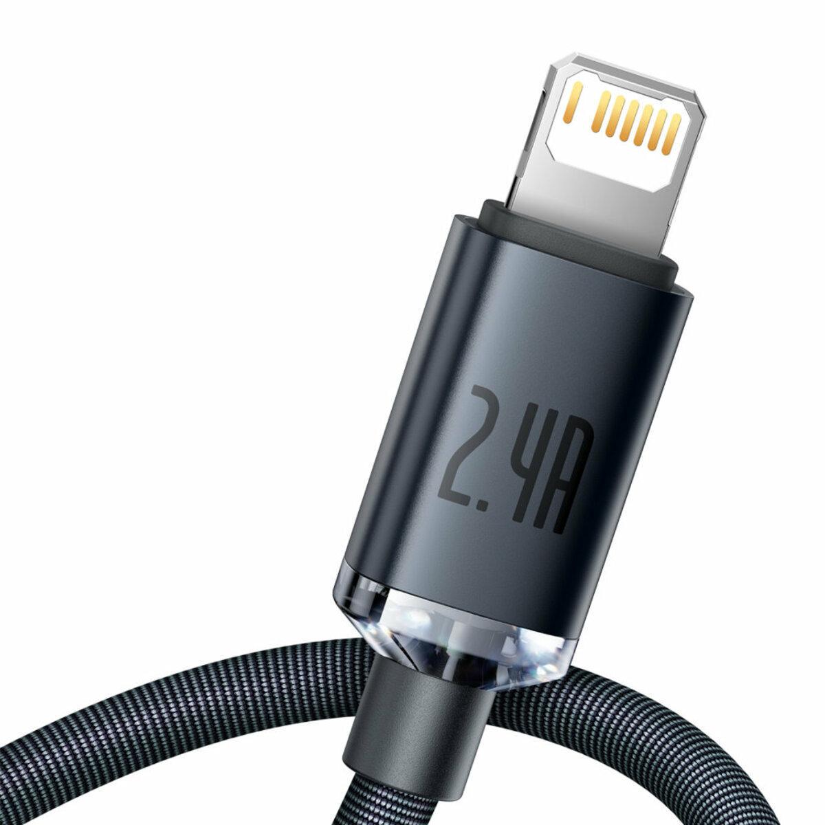 Кабель BASEUS Crystal Shine Series Fast Charging Data Cable USB to Lightning 2,4A 2 м Black (CAJY000101)