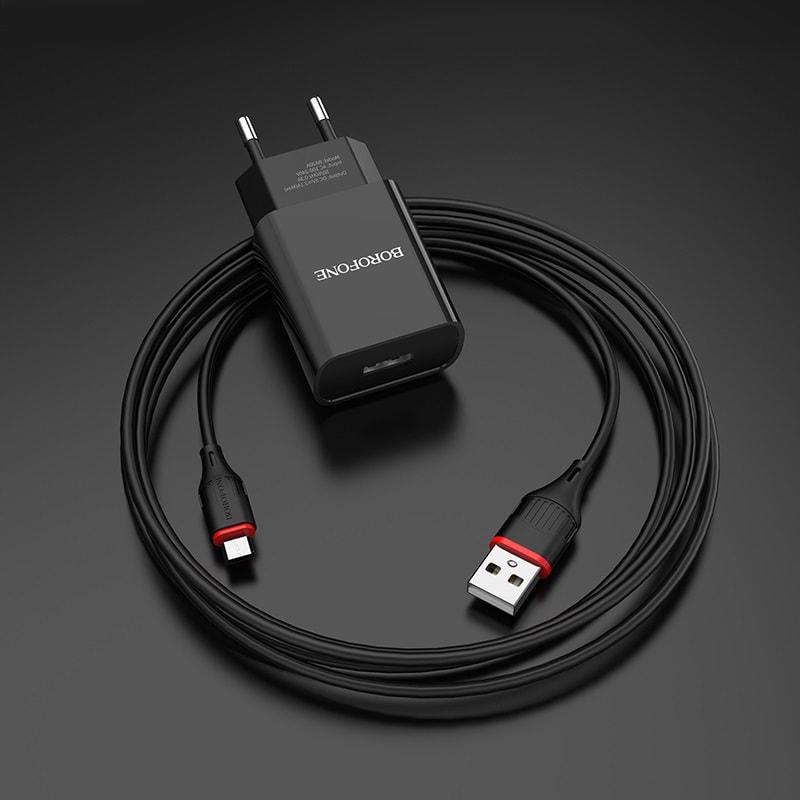 Пристрій зарядний Borofone BA20A 1 USB 2,1A/кабель micro-USB Blaсk (36707) - фото 3 Пристрій зарядний Borofone BA20A 1 USB 2,1A/кабель micro-USB Blaсk (36707) - фото 3
