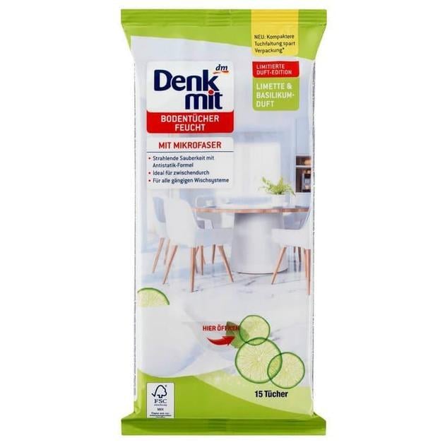 Серветки для підлоги Denkmit Limette & Basilikum 15 шт. (13346554)