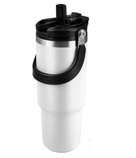 Термос вакуумный из нержавеющей стали с ручкой 750 мл Белый (2693534656)