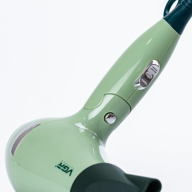 Фен для волосся VGR V-432 Professional із складаною ручкою іонізація/концентратор 1000 Вт Зелений (ML-04842) - фото 5 Фен для волосся VGR V-432 Professional із складаною ручкою іонізація/концентратор 1000 Вт Зелений (ML-04842) - фото 5