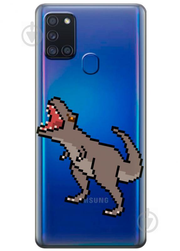 Силиконовый чехол iSwag для Samsung Galaxy A21s Пикселький динозавр (KS2800)