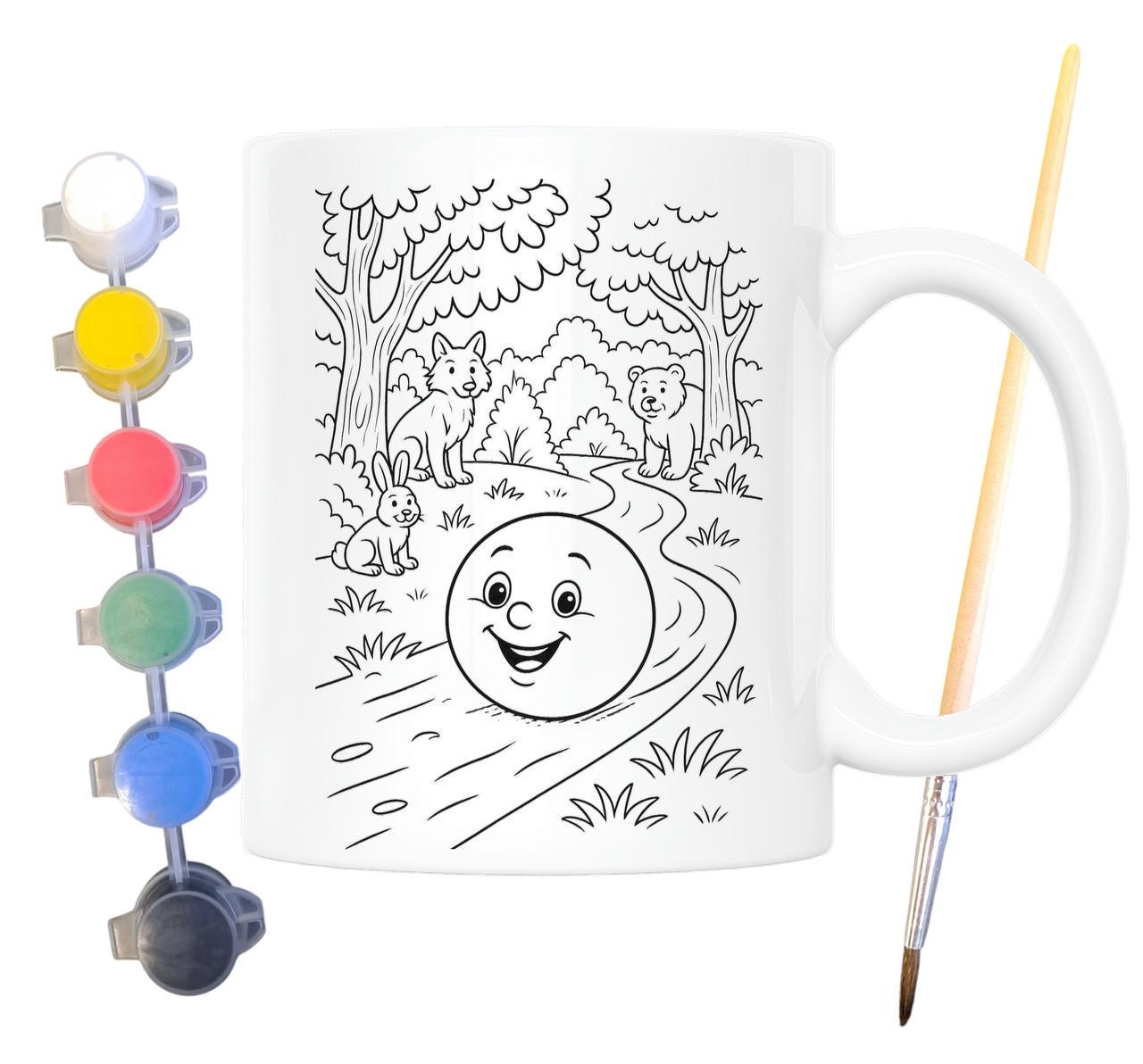 Набір для творчості кружка розмальовка Колобок за мотивами народної казки 330 мл Білий (КР0182) - фото 2