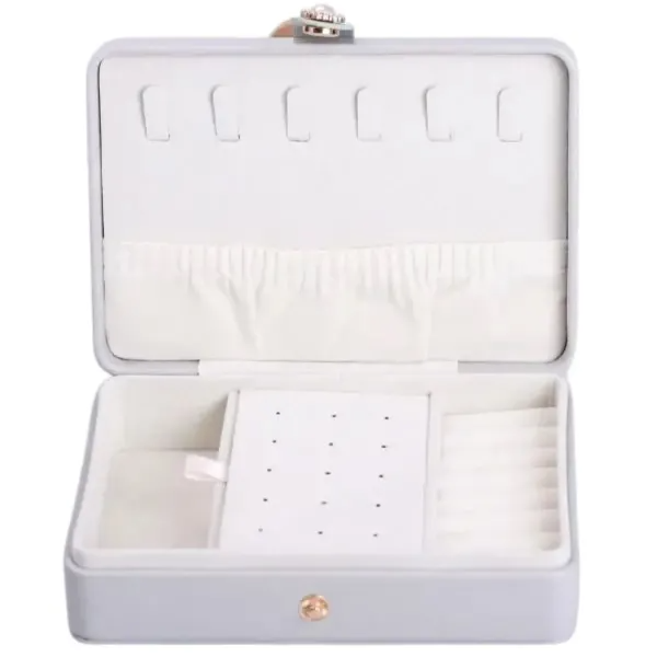 Ящик-органайзер для украшений на кнопке 16х11х4,7 см Серый