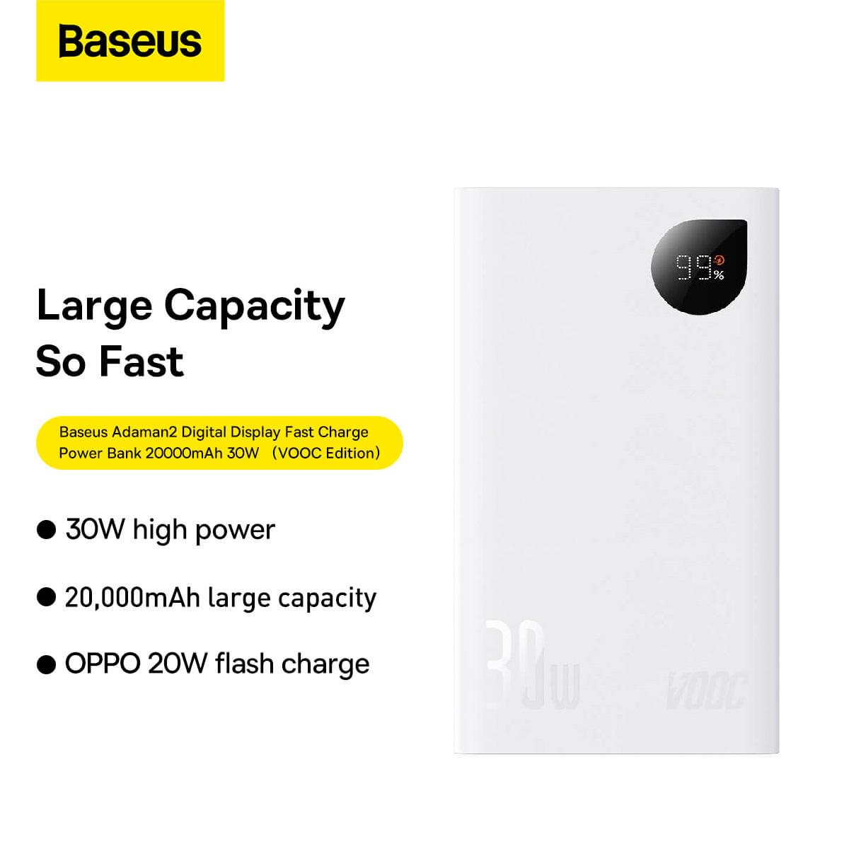 Повербанк Baseus Adaman2 20000 mAh 30W White (PPAD050002) - фото 2