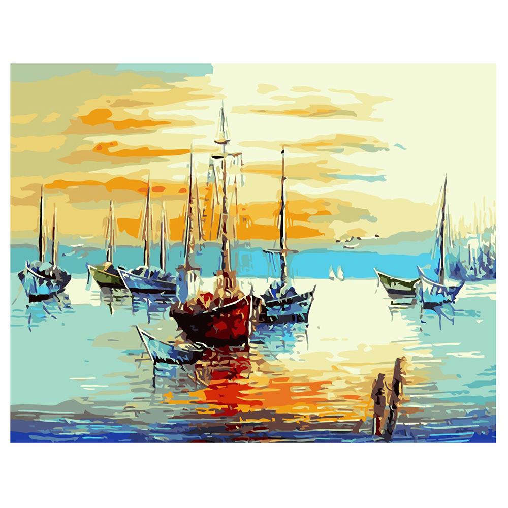 Картина по номерам Strateg Залив с лодками 40x50 см (VA-2121)