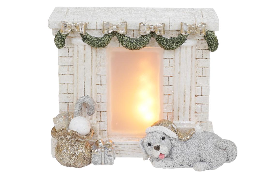 Декоративная статуэтка BonaDi Камин с песиком (711-358)