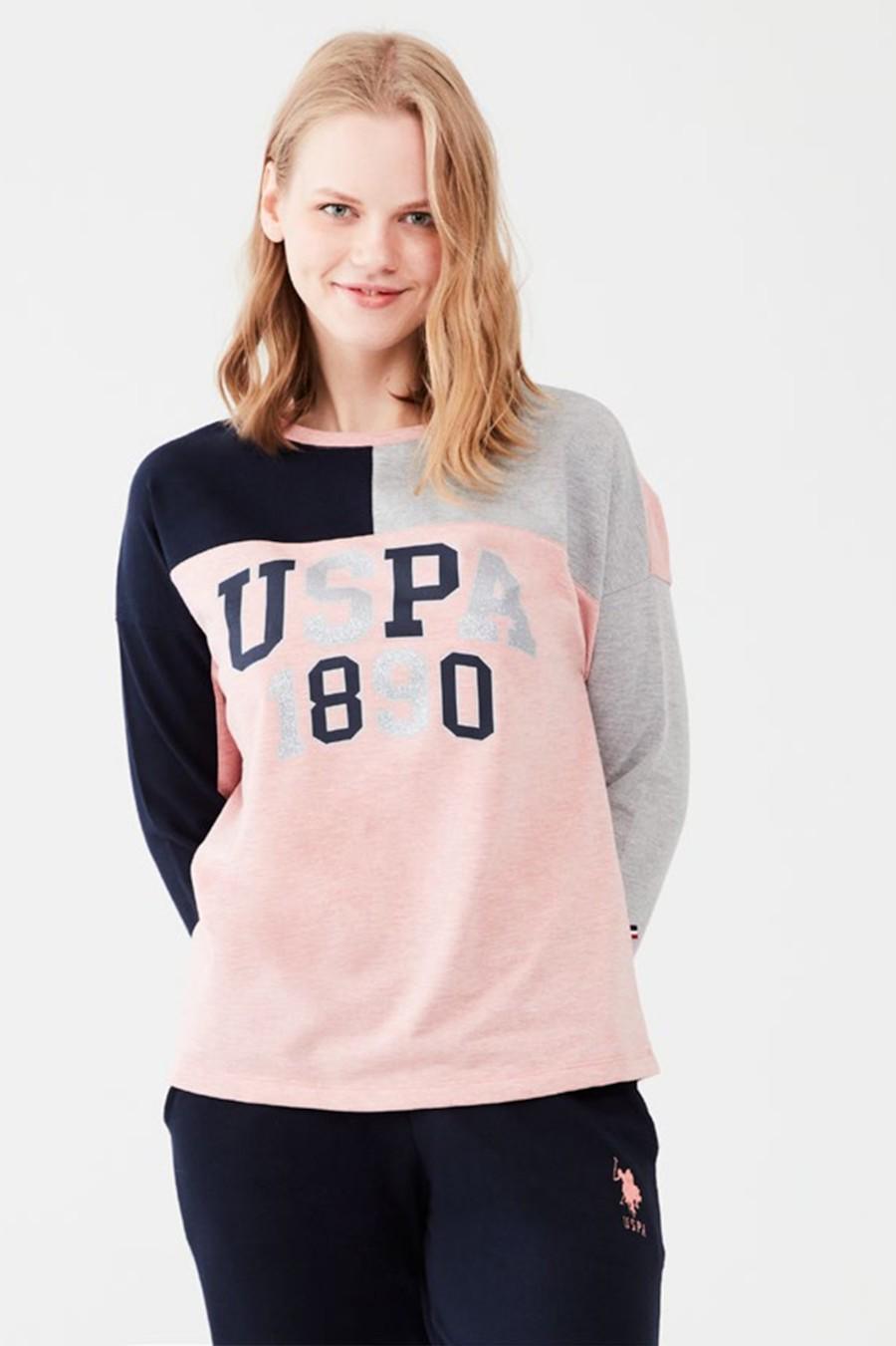 Комплект U.S. Polo ASSN джемпер/брюки р. 42/S Розовый/Синий (75365)