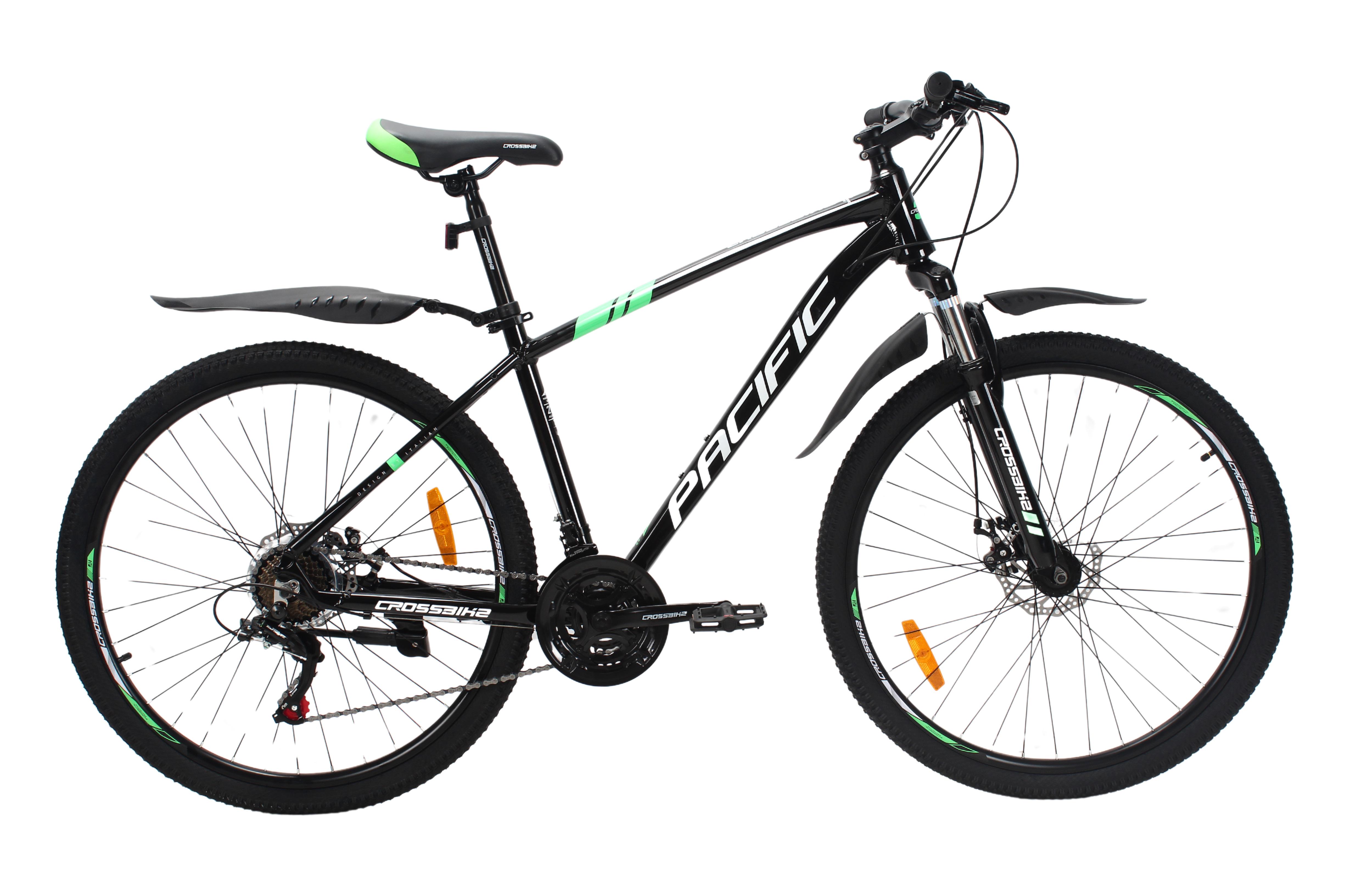Велосипед Crossbike Pacific 2025 27,5" 17" Черно-зеленый