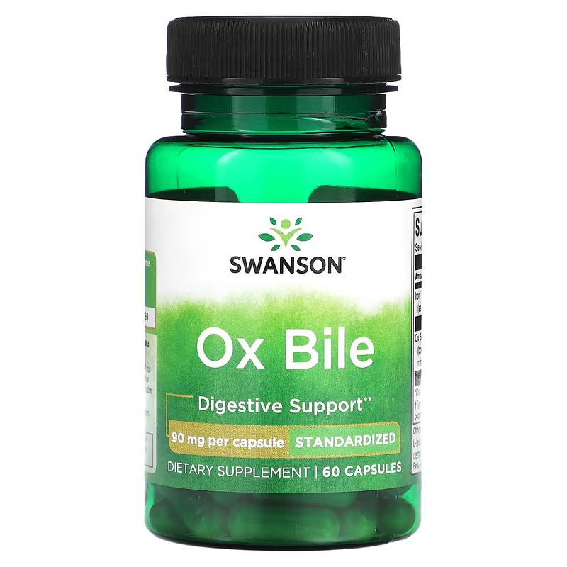 Экстракт бычьей желчи Swanson Ox Bile 90 мг 60 капсул