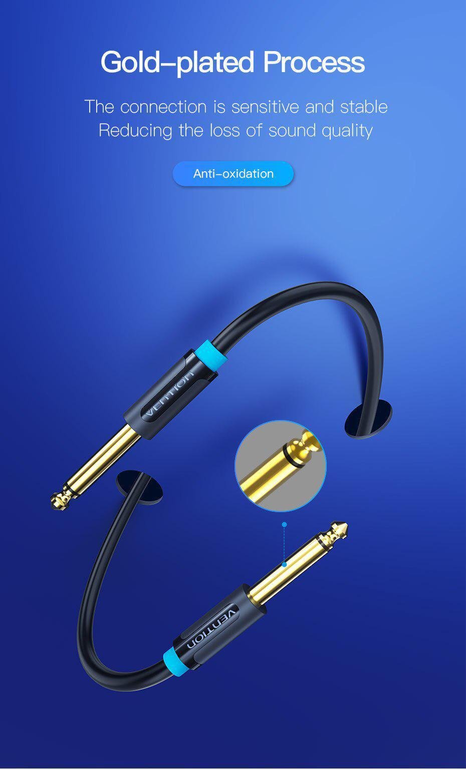 Кабель Vention 6.5 мм Jack-6.5 мм Jack HiFi стерео 6.35 мм AUX TS 10 м Чорний (BAABL) - фото 4 Кабель Vention 6.5 мм Jack-6.5 мм Jack HiFi стерео 6.35 мм AUX TS 10 м Чорний (BAABL) - фото 4