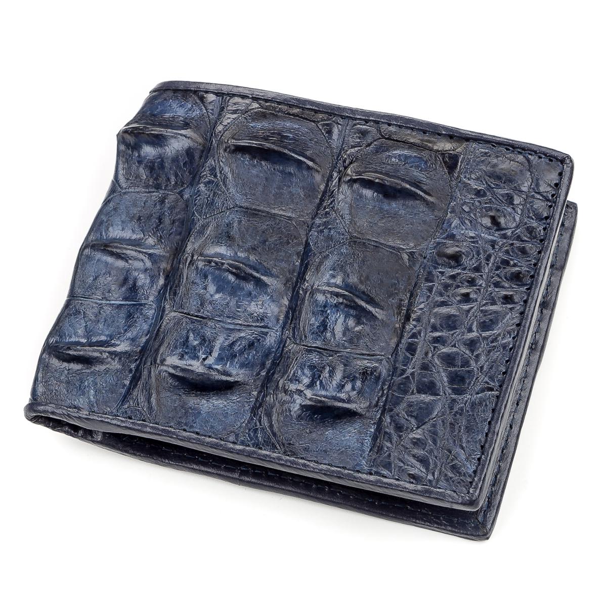 Портмоне Crocodile Leather 18162 из натуральной кожи крокодила Синий