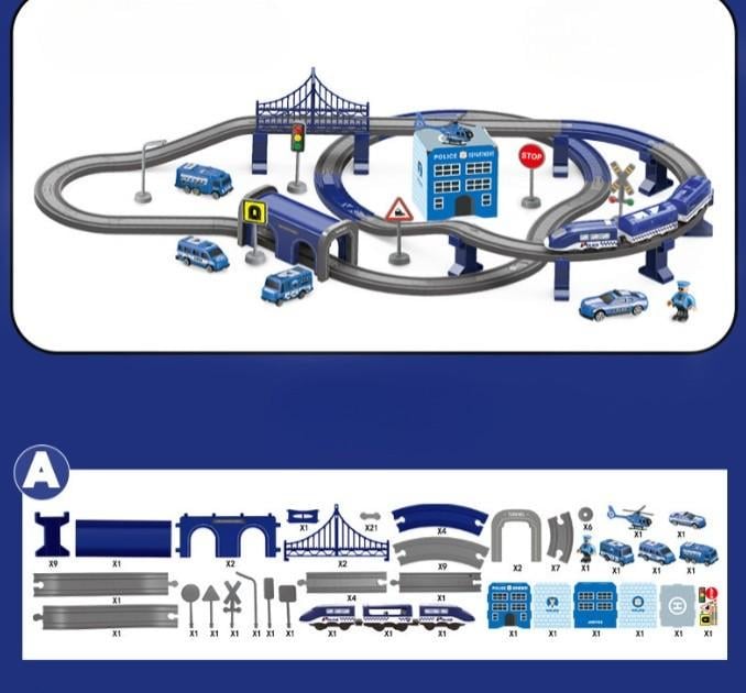 Залізниця з електропоїздом DIY Track Train Поліцейський поїзд 92 деталі Синій - фото 3 Залізниця з електропоїздом DIY Track Train Поліцейський поїзд 92 деталі Синій - фото 3