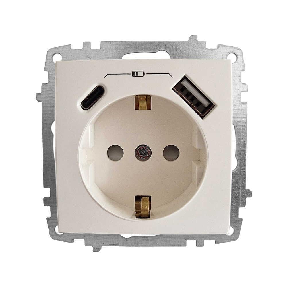 Розетка Elbi USB/Type-C 1-на із заземленням Білий (609-010200-334)