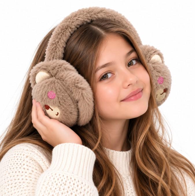 Наушники зимние меховые Мишки для девочек Коричневый (37902-2)