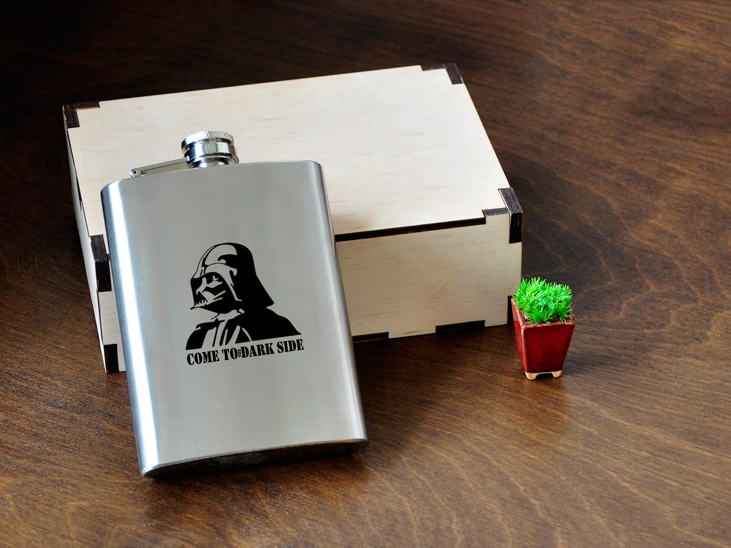 Фляга для алкоголя WoodPresentStudio Дарт Вейдер в деревянной коробке 240 мл