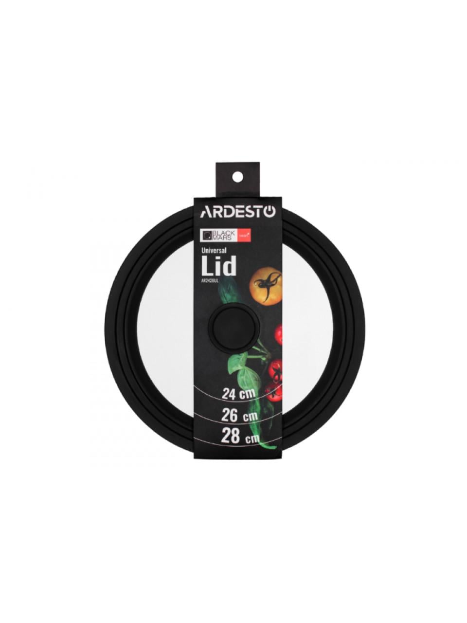 Крышка универсальная Ardesto Black Mars Smart 24/26/28 см стекло/силикон (37164940)