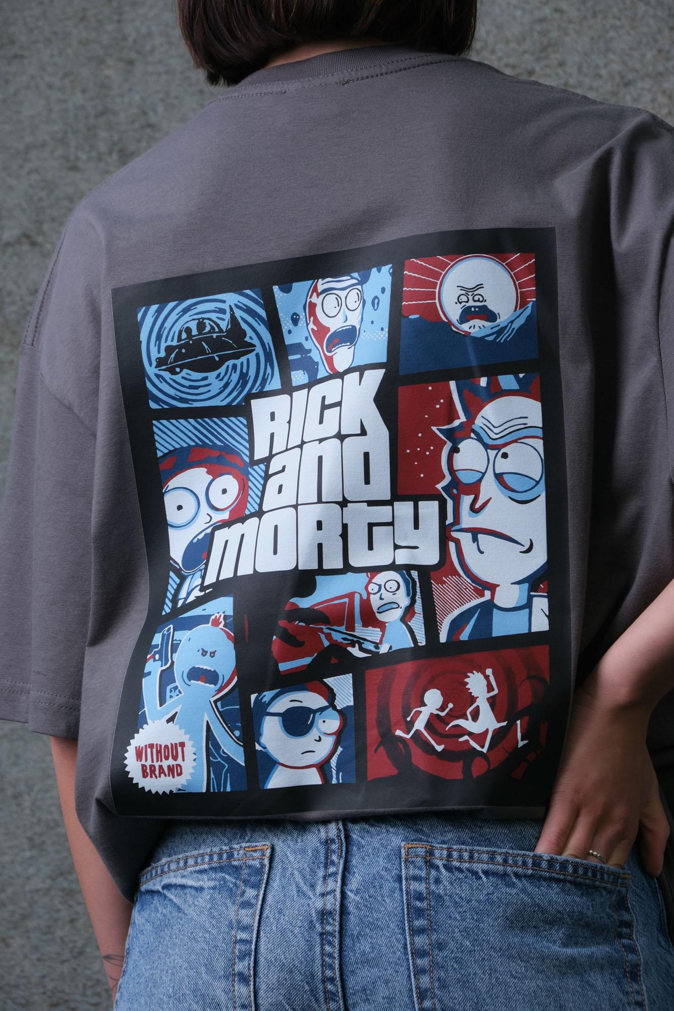 Футболка женская оверсайз Without Rick and Morty L/XL Dark Gray (L8049319) - фото 5