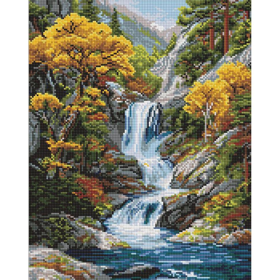 Алмазная мозаика Ideyka Под водопадом осени 40x50 см (AMO20004)