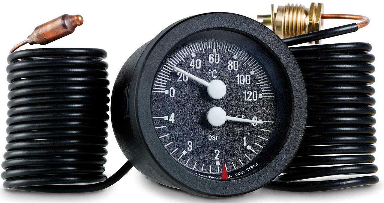 Термоманометр з виносними датчиками Cewal TI 52 P Ø52 мм 0-120°С 0-4 бар 1500 мм (28414778)