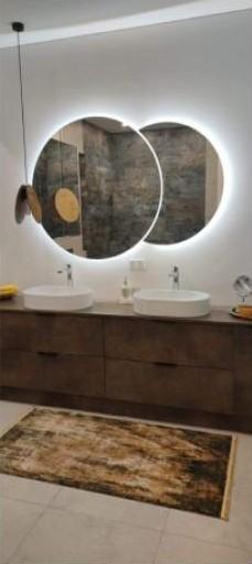 Зеркало дизайнерское двойное круглое с фоновой подсветкой Molletta 100x80 см