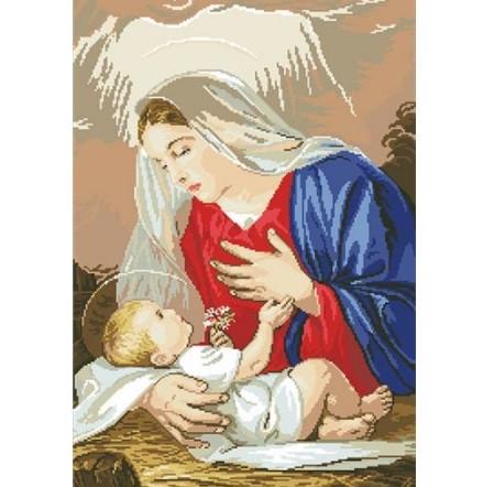 Канва с рисунком для вышивки нитками Дева Мария с малышом А3-16-039 (1673512434) Канва с рисунком для вышивки нитками Дева Мария с малышом А3-16-039 (1673512434)