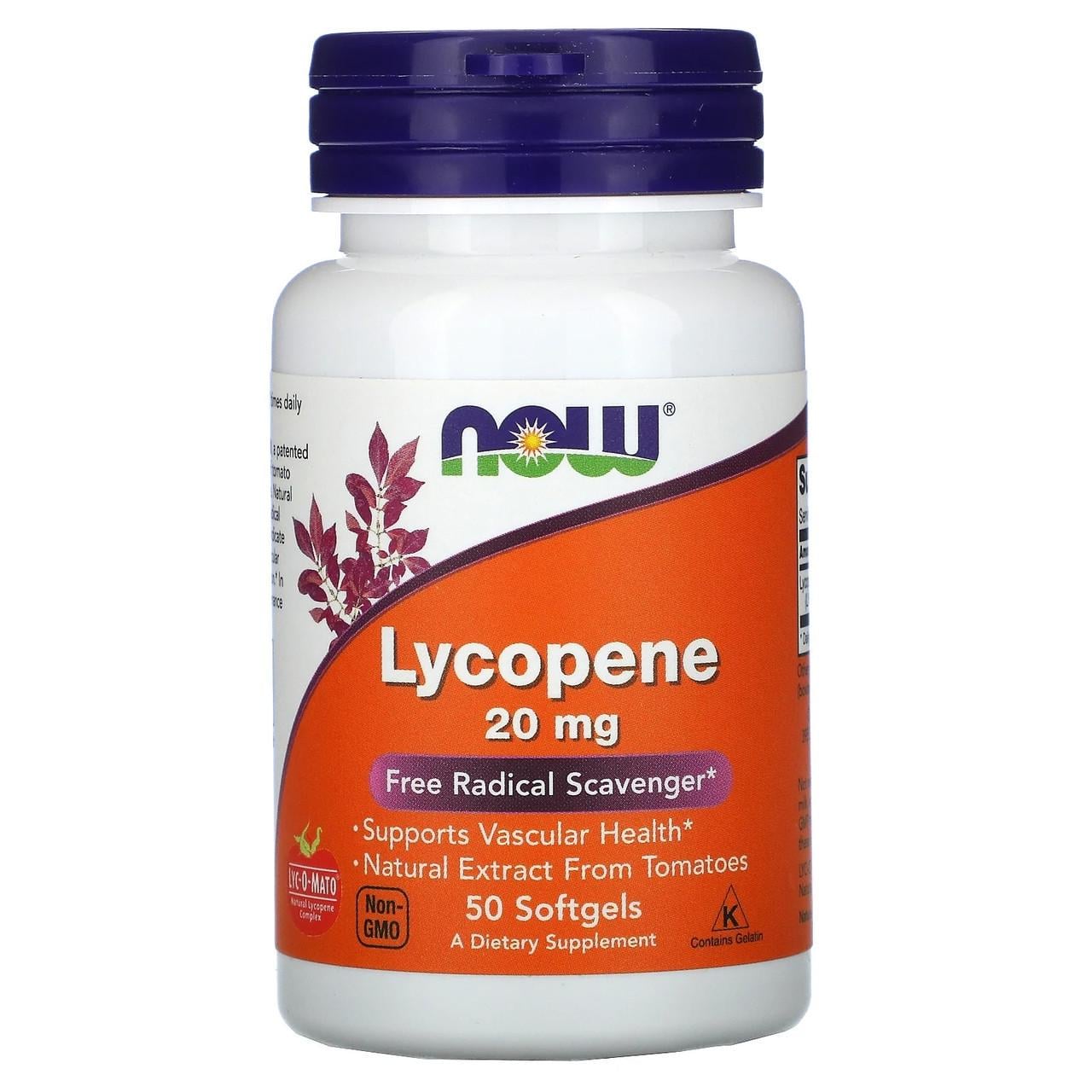Ликопин Now Foods Lycopene 50 мягких таблеток 20 мг (1437356711)