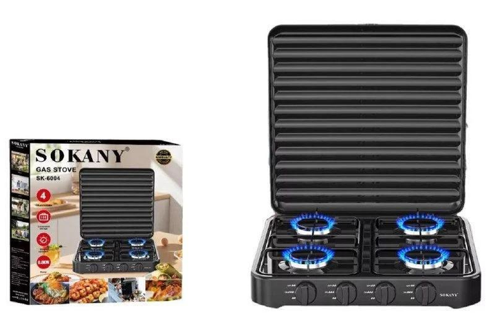 Плита газовая Sokany SK-6004 на 4 комфорки настольная (70691) - фото 2