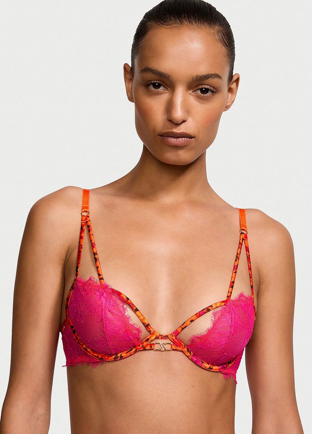 Бюстгальтер кружевной Victoria's Secret Very Sexy Unlined Tropical Satin Lace Low-Cut Demi р. 34C Разноцветный (0415606QD534C)