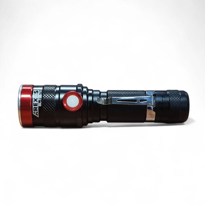 Фонарь ручной аккумуляторный Arexes BL-736-T6 с клипсой (32407711)