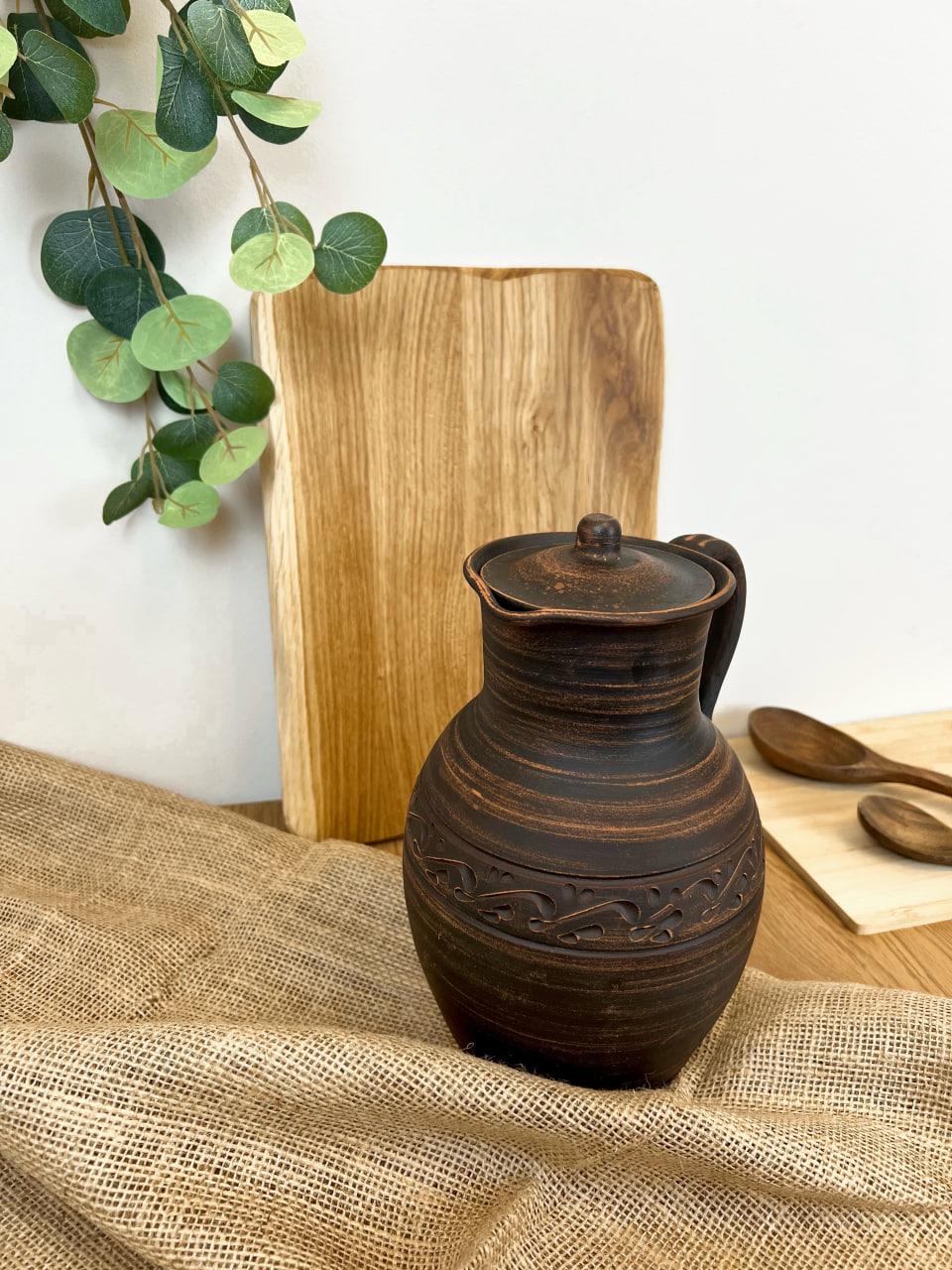 Кувшин керамический глиняный резной с ручкой декор 2,5 л (3000-39) - фото 6