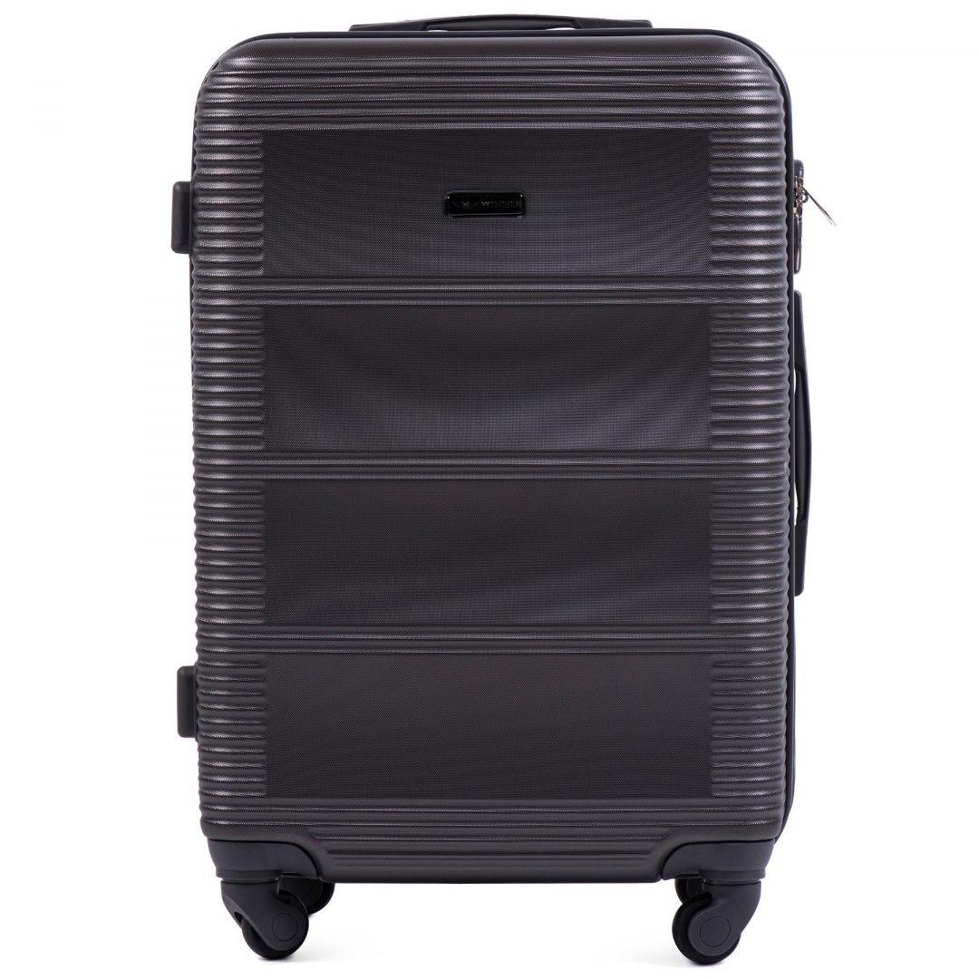 Чемодан пластиковый Wings K203 средний на 4 колесах 65х43х25 см 57 л Темно-серый