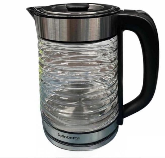 Электрочайник Rainberg RB-2312 стеклянный 2200 Вт 2,2 л Серебристый/Черный (2676744312)