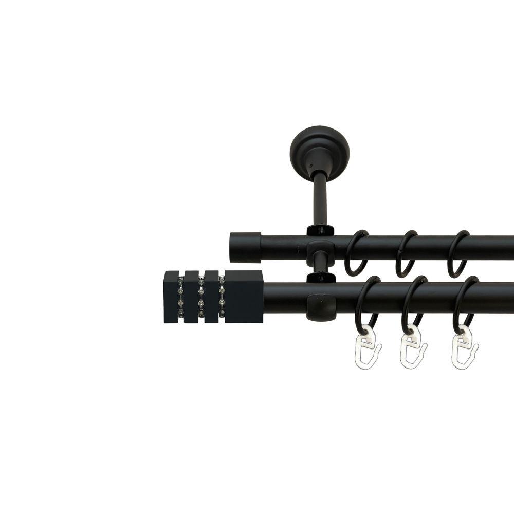 Карниз Orvit Ацтека дворядний гладкий 19/16 мм Чорний оксамит (00-00020922)