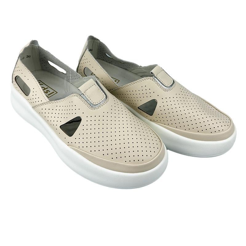Мокасини жіночі перфорована шкіра 20051-6 p. 39 25 см Бежевий