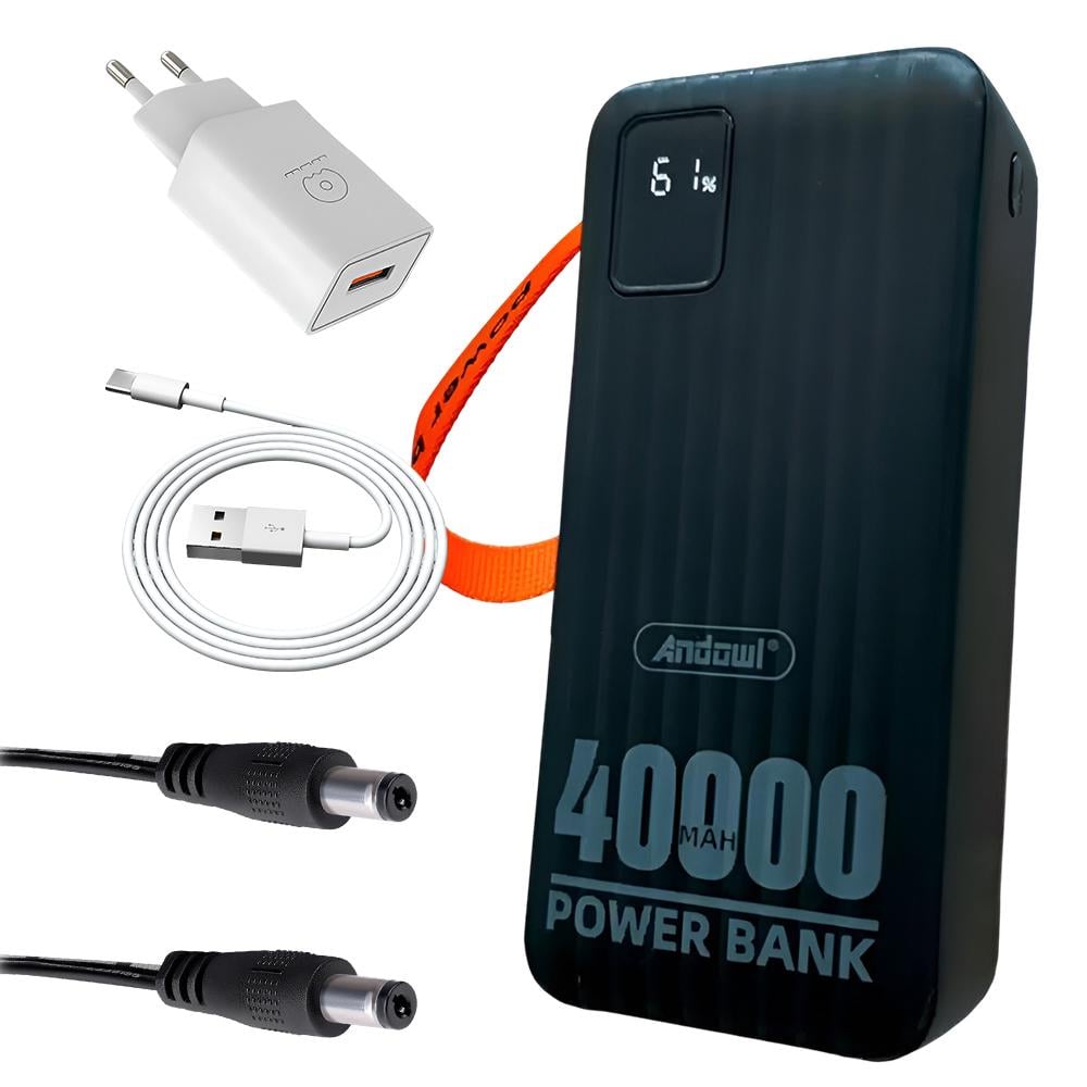 UPS-комплект для роутера Andowl 81 и быстрая зарядка с кабель-переходником USB DC 9/12V 40000 mAh Черный (68389528) UPS-комплект для роутера Andowl 81 и быстрая зарядка с кабель-переходником USB DC 9/12V 40000 mAh Черный (68389528)