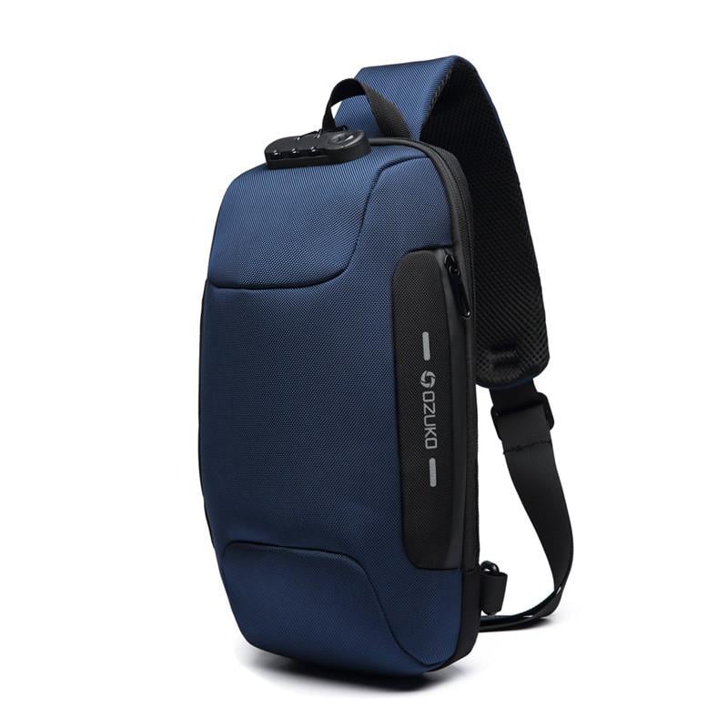 Городской рюкзак Ozuko Backpack с кодовым замком и USB 17х8х34 см Синий