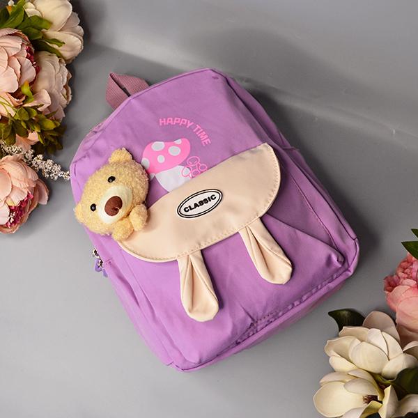 Рюкзак детский с плюшевым мишкой Сиреневый Рюкзак детский с плюшевым мишкой Сиреневый