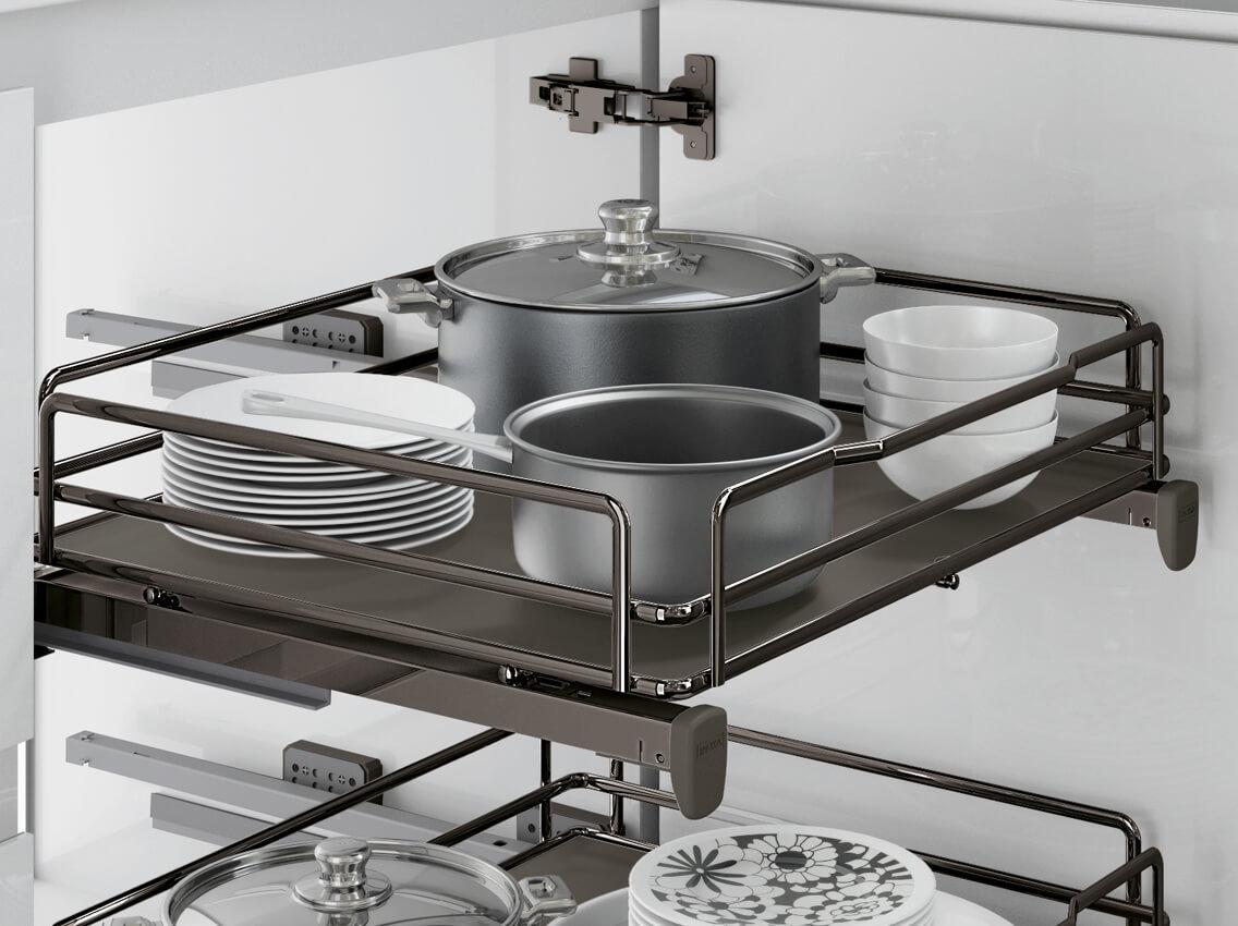 Корзина фасад выдвижная с доводчиком INOXA Ellite 5202ЕYD 450 мм Титан (81851)