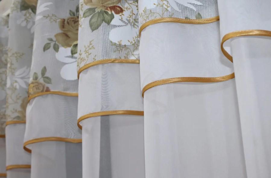 Занавеска на кухню 280х170 см Белый/Золотистый (110к) - фото 3 Занавеска на кухню 280х170 см Белый/Золотистый (110к) - фото 3