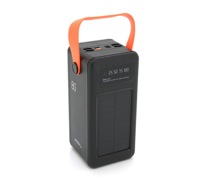 Повербанк ACL PW-53 80000 mAh солнечный с фонарем 4xUSB Черный/Белый (34000)