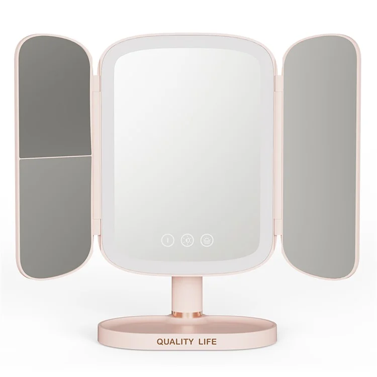 Косметическое зеркало с подсветкой аккумулятор LED Beaty Mirror QW-M71 2000 mAh Pink (26ede1f5)