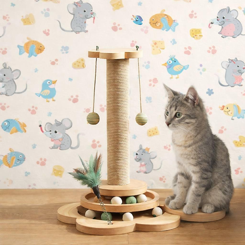 Когтеточка-царапка для кошек JUMI 3в1 с шариками для игры (2400)