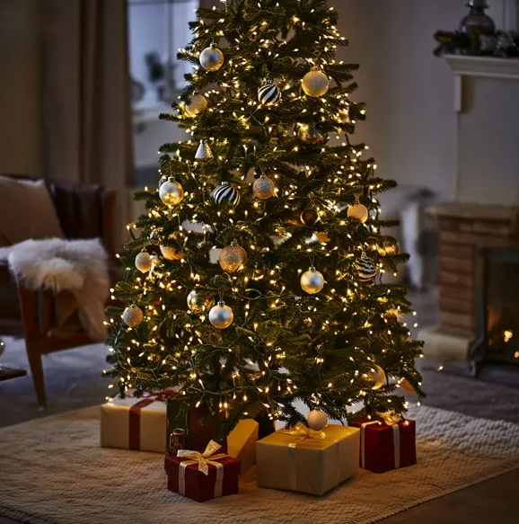 Гирлянда нить 220 LED 22 м черный провод Желтый