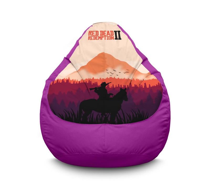 Крісло мішок iPuff RDR 2 Horseman and mountain Оксфорд XXL 90х125 см Бузковий