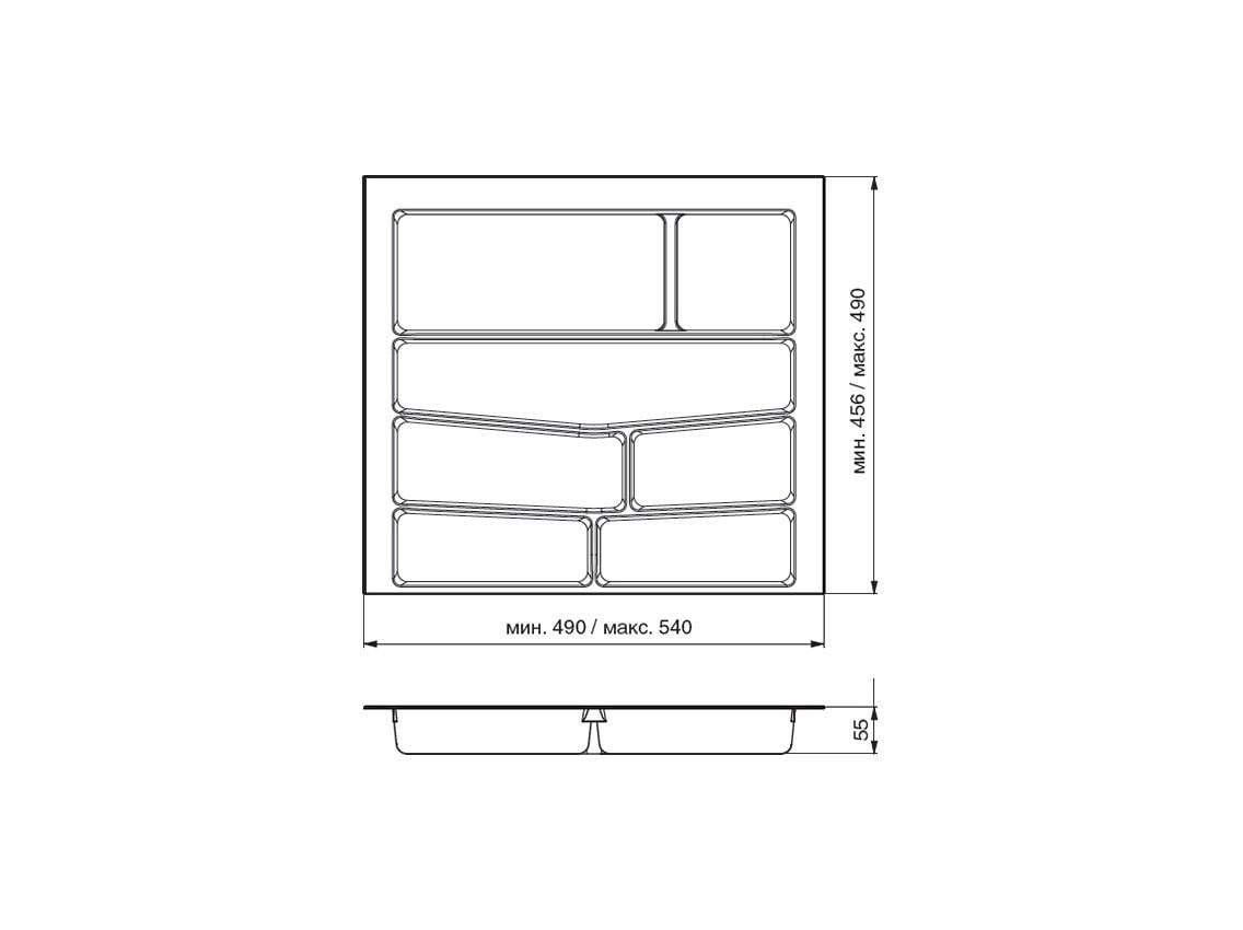 Лоток для столовых приборов Volpato 32/76 540х490 Графитовый (102267) - фото 2